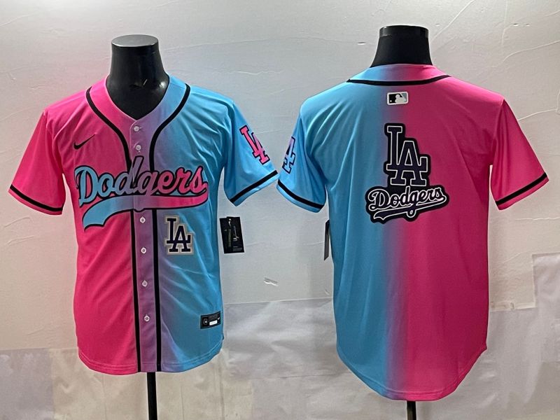 Men 2025 Los Angeles Dodgers Blank Blue pink Game Nike MLB Jersey style 0018